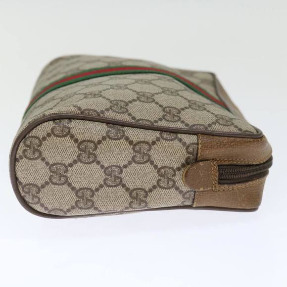 GUCCI GG Supreme Web Sherry Line Clutch Bag PVC Beige Red 89 01 012 Auth th4807 - Picture 4 of 16